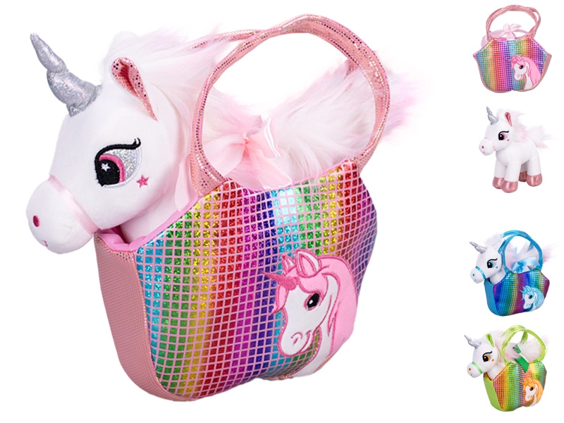 Plyšový jednorožec s kabelkou 22 cm