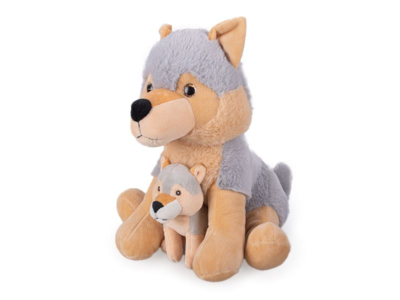 Mikro Pes husky plyšový 25cm sedící  s mládětem