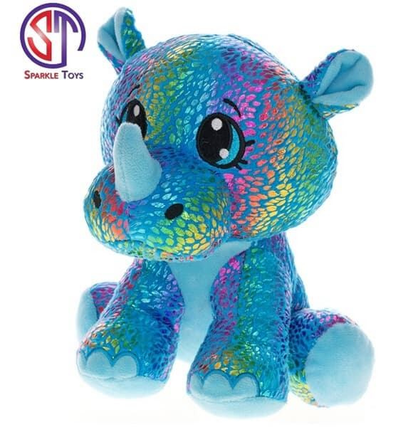 Nosorožec Star Sparkle plyšový modrý 37cm sedící 0m+