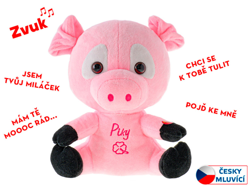 MIKRO TRAIDING Prasátko Piky plyšové 21cm na baterie česky mluvící