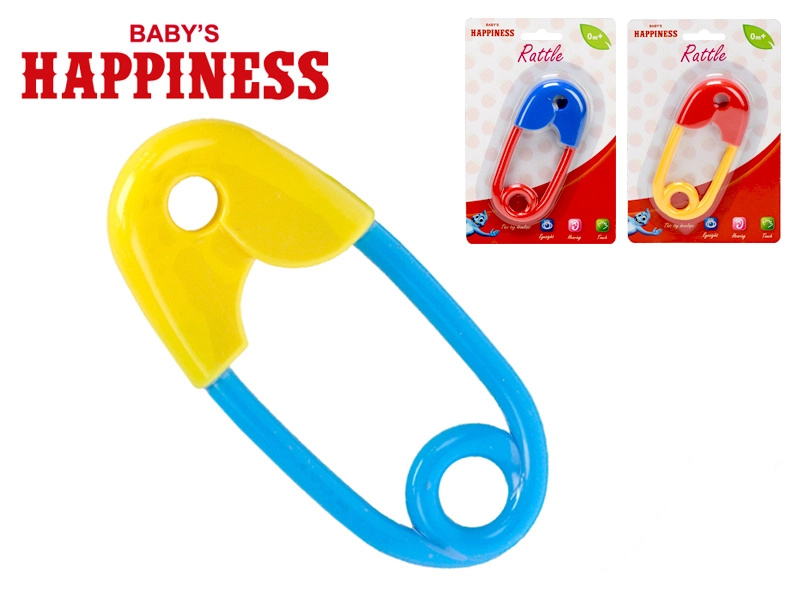 Chrastítko spínací špendlík 12 cm Baby’s Happiness, 3 barvy, od 0 měsíců
