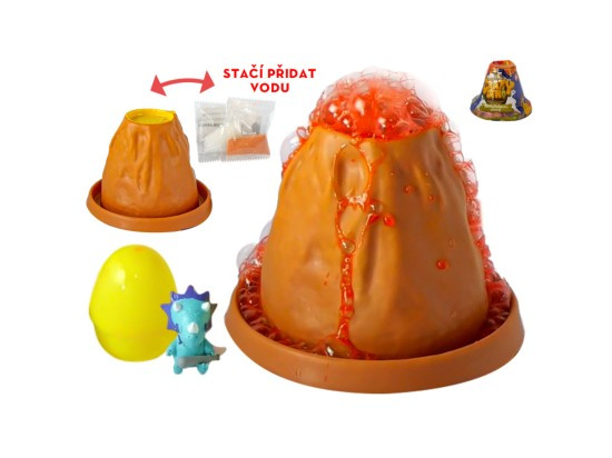 Crazy Dino sopka 10cm s lávou, vejcem a dinosaurem ve fólii