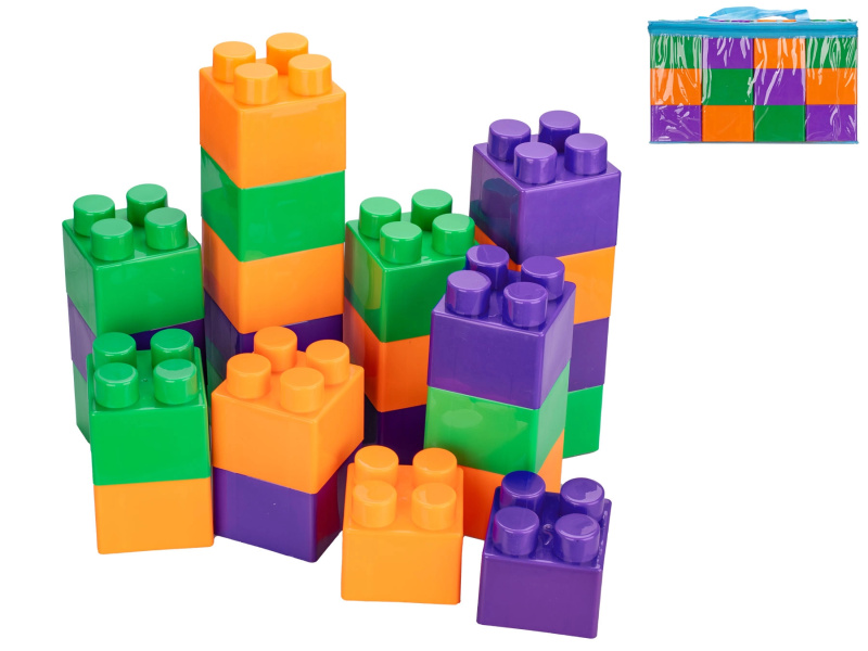 Stavební kostky 9 cm, 24 ks v tašce