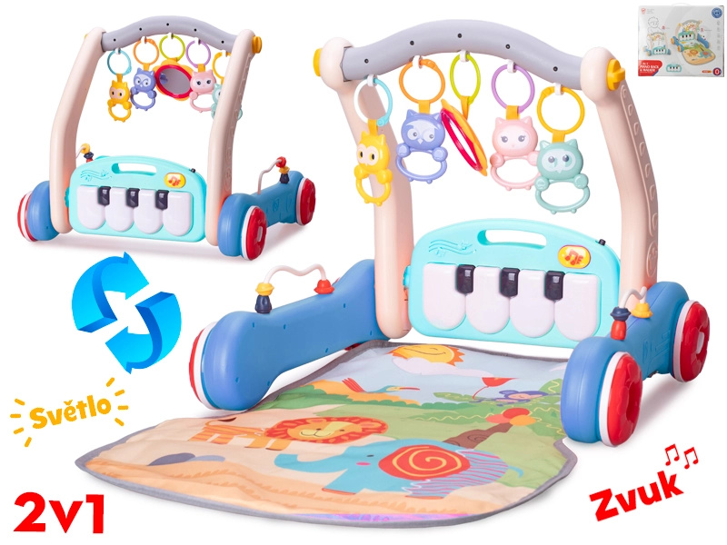 Chodítko a hrací podložka 2v1 pro miminka s hudebním piánkem