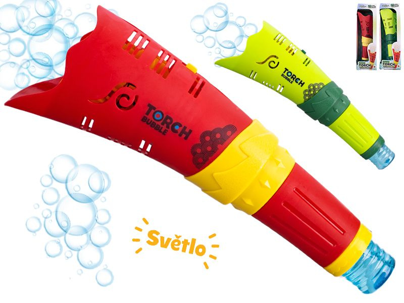 Mikro Bublifukovač pochodeň 26cm na baterie se světlem 2barvy