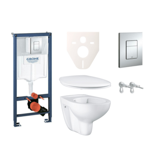 Cenově zvýhodněný závěsný WC set GROHE do lehkých stěn / předstěnová montáž+ WC GROHE Bau Ceramic SIKOGRS3G0