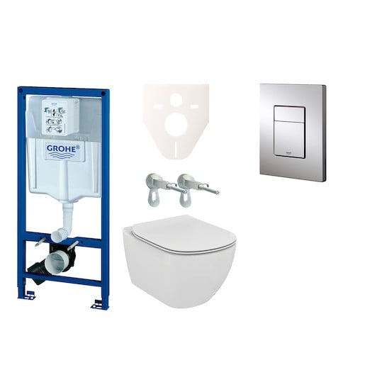 Cenově zvýhodněný závěsný WC set GROHE do lehkých stěn / předstěnová montáž+ WC Ideal Standard Tesi 38528SET-KF