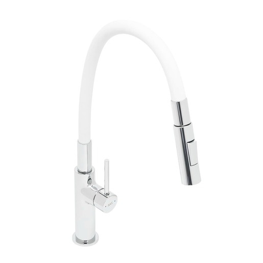 Dřezová baterie SAT se silikonovým ramínkem bílá/chrom SATBSD290B2F