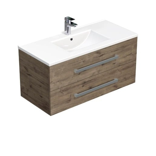 Koupelnová skříňka s umyvadlem SAT Cube Way 100x53x46 cm dub Wellington mat CUBE461002DWMOD