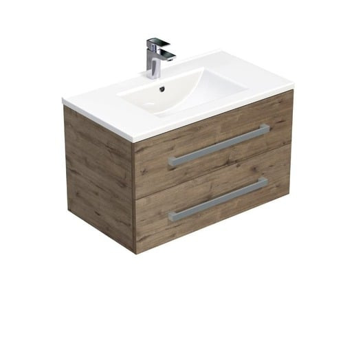 Koupelnová skříňka s umyvadlem SAT Cube Way 80x53x46 cm dub Wellington mat CUBE46802DWMOD