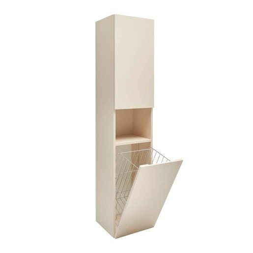 Koupelnová skříňka vysoká s košem na prádlo SAT Feel 36x165x32 cm béžová mat SATFEELV36BEK