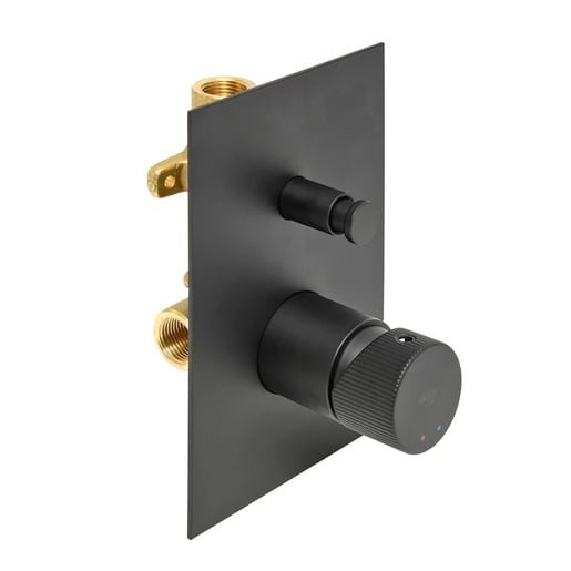 Sprchová a vanová baterie SAT Evolution včetně podomítkového tělesa černá matná SATBSEVO215C