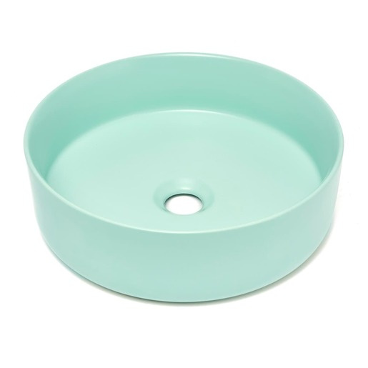 Umyvadlo na desku SAT Mood 36x36 cm mátová matná bez otvoru pro baterii, bez přepadu SATM3636LMGM