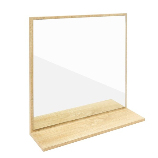 Ceramia Easy zrcadlo s poličkou 60x61,5 cm světlý dub EASYZRCO