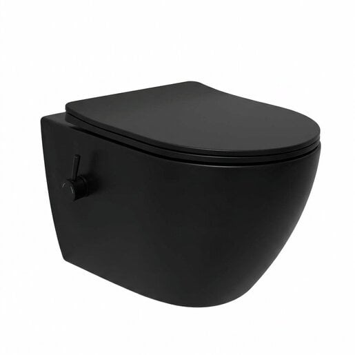 WC s bidetem závěsné SAT Fusion černá mat zadní odpad SATFUS11BFCBKM