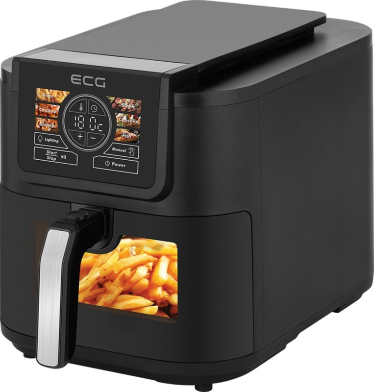 Horkovzdušná fritéza ECG AF 8020 AI Slim Fry – 8 l, digitální displej, černá