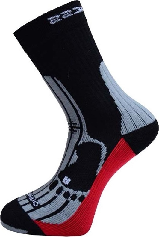 Turistické merino ponožky PROGRESS černá/šedá/červená Velikost: 43-47
