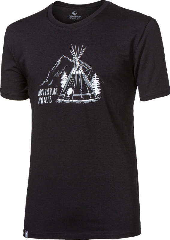 Pánské bambusové triko PROGRESS Pioneer Teepee černá Velikost: XXL