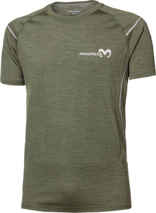 Pánské merino triko PROGRESS Mw Nkr khaki melír Velikost: M