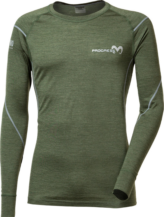 Pánské merino triko PROGRESS Mw Ndr khaki melír Velikost: L