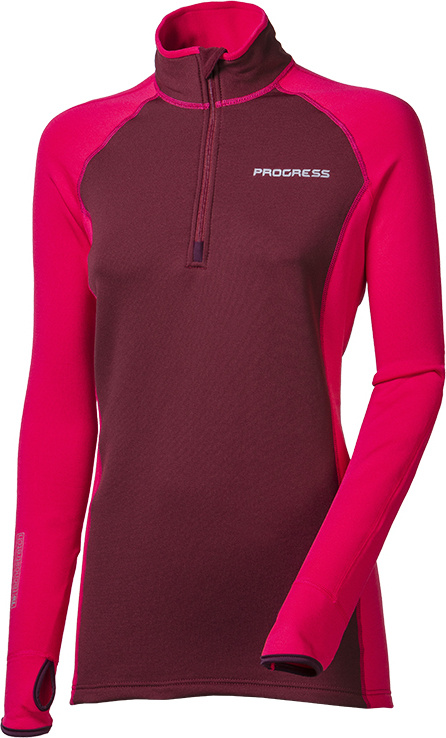 Dámská funkční mikina PROGRESS Tispa Zip fuchsie/švestka Velikost: M