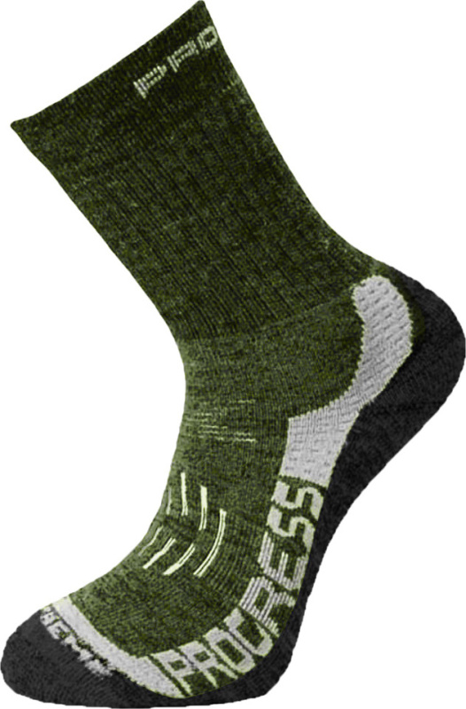 Zimní merino turistické ponožky PROGRESS X-treme khaki/šedá Velikost: 35-38