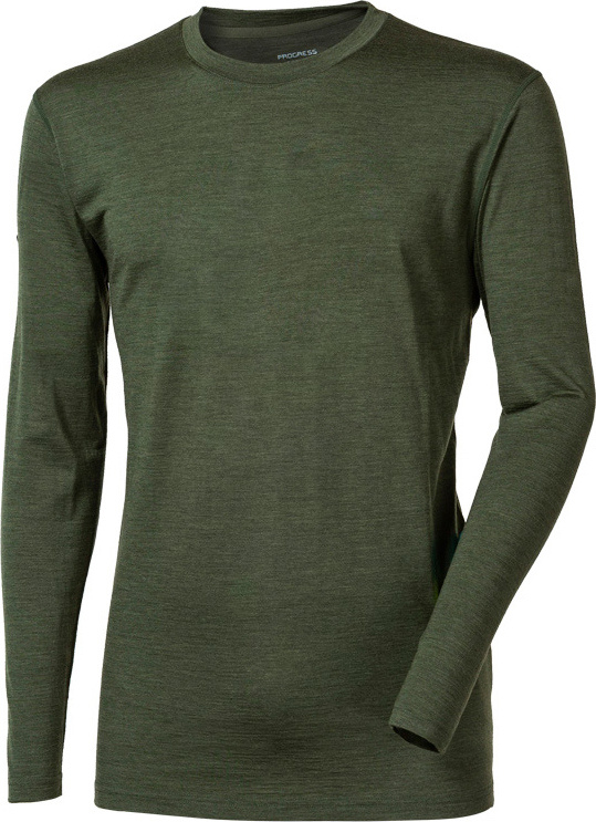 Pánské merino triko PROGRESS Original LS khaki Velikost: XXL