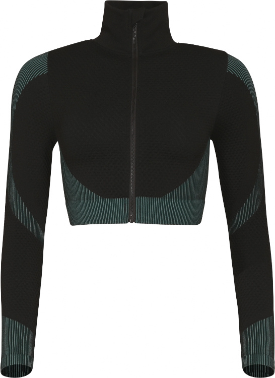 Dámská bezešvá sportovní mikina PROGRESS Gema Crop LS černá/zelená Velikost: L/XL