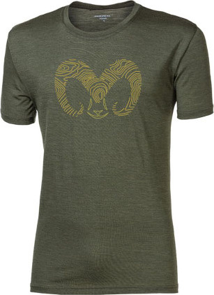 Pánské merino triko PROGRESS Hrutur Ram khaki melír Velikost: XXL