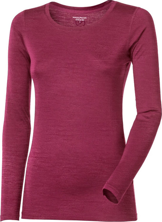 Dámské merino triko PROGRESS Original LS vínové Velikost: XL