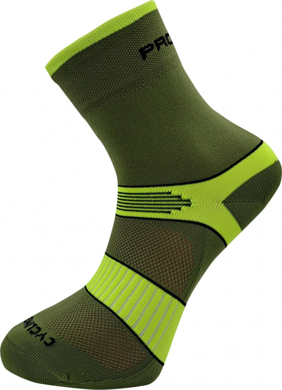 Unisex cyklistické ponožky PROGRESS Cycling High Sox zelené Velikost: 39-42