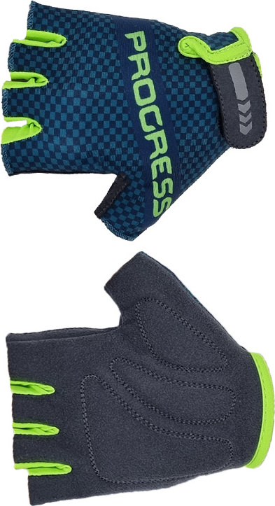Dětské cyklistické rukavice PROGRESS Solo Mitts petrol/limetka Velikost: 7-8