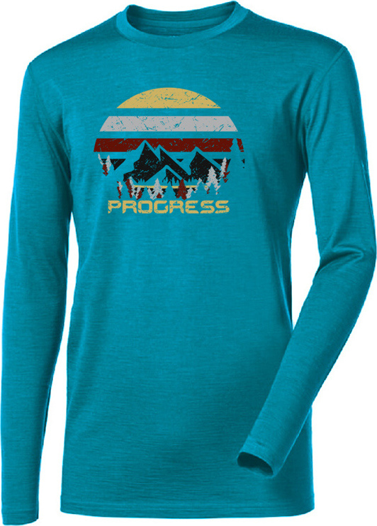 Pánské merino triko PROGRESS Loki zelený melír Velikost: L