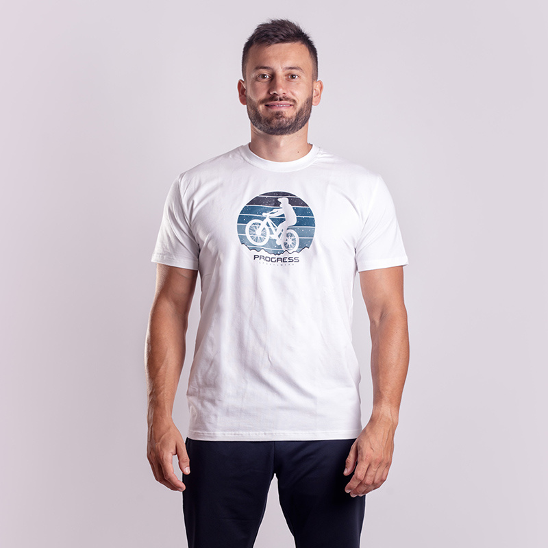 Pánské bambusové triko PROGRESS Barbar Biker bílé Velikost: XL