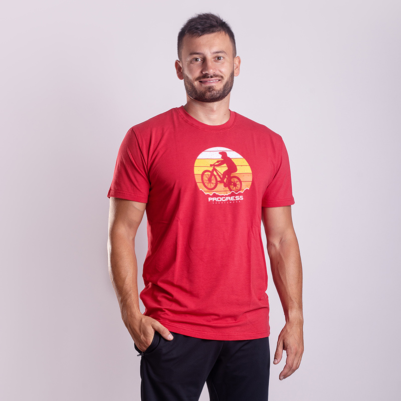 Pánské bambusové triko PROGRESS Barbar Biker červené Velikost: M
