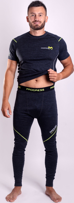 Pánské dlouhé merino spodky PROGRESS Mw Sdn černý melír Velikost: XL