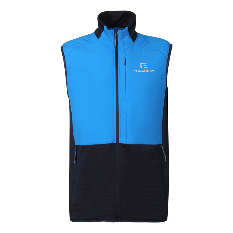 Pánská hybridní vesta PROGRESS Torsten Vest s merinem modrá Velikost: XL