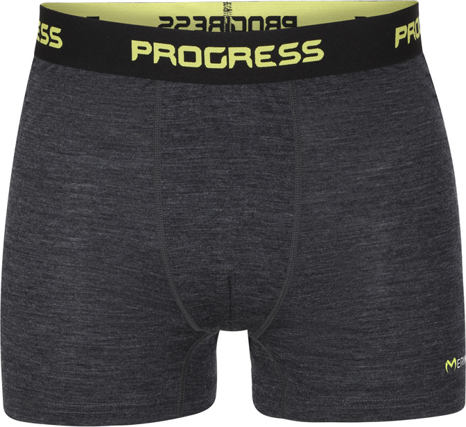 Pánské merino boxerky PROGRESS černý melír Velikost: M