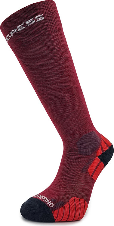 Kompresní merino podkolenky PROGRESS vínové Velikost: 35-38