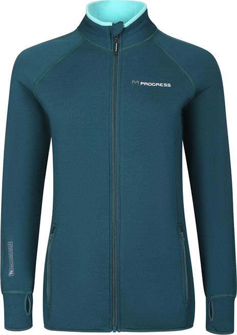 Dívčí funkční mikina PROGRESS Tispa Junior Merino zelená Velikost: 140/1