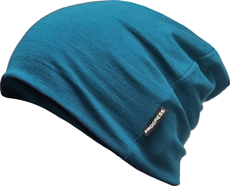 Funkční merino čepice PROGRESS Freebeanie petrol melír Velikost: UNI