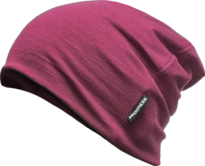 Funkční merino čepice PROGRESS Freebeanie ostružinová Velikost: UNI
