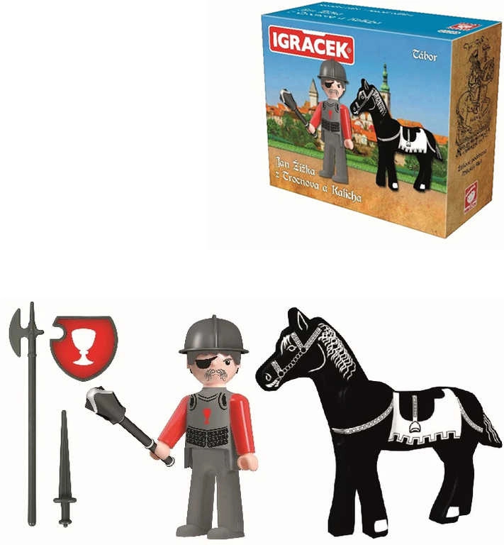 Igráček Jan Žižka z Trocnova a Kalicha - figurka, kůň a zbroj