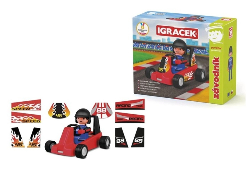 Igráček Závodník - figurka s červenou motokárou