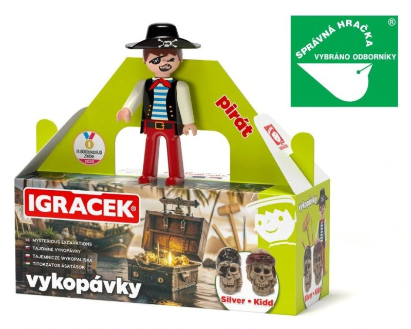 Igráček Pirát - figurka s vykopávkami lebek Silvera a Kidda