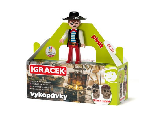 Igráček Pirát - figurka s vykopávkami lebek Silvera a Kidda