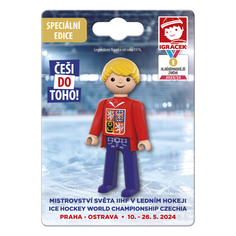 Efko Igráček Fanoušek MS v hokeji 2024 červený dres - figurka