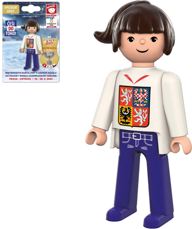 Efko Igráček Fanynka MS v hokeji 2024 bílý dres - figurka
