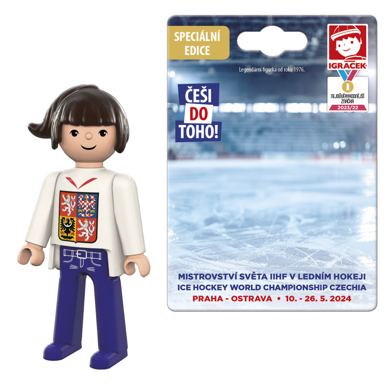 Efko Igráček Fanynka MS v hokeji 2024 bílý dres - figurka