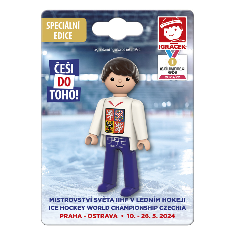 Efko Igráček Fanoušek MS v hokeji 2024 bílý dres - figurka